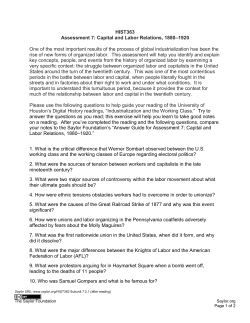 HIST363 Assessment 7: Capital and Labor Relations, 1880&ndash;1920
