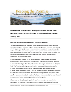 International Perspectives - Land Claims Agreements Coalition