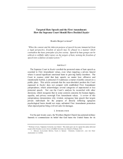 Targeted Hate Speech and the First Amendment