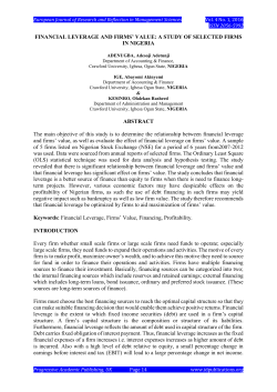 FINANCIAL LEVERAGE AND FIRMS` VALUE