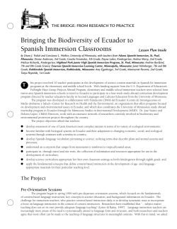 Bringing the Biodiversity of Ecuador to Spanish Immersion Classrooms