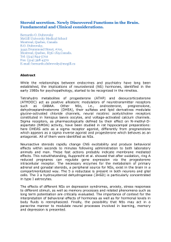 Steroid secretion. Newly Discovered Functions in the Brain