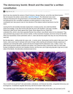 The democracy bomb: Brexit and the need for a written constitution