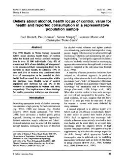 Beliefs about alcohol, health locus of control