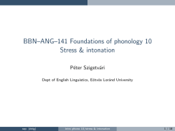 BBN&ndash;ANG&ndash;141 Foundations of phonology 10 Stress