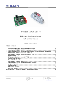 EH-200 s&auml;&auml;timien Modbus rajapinta