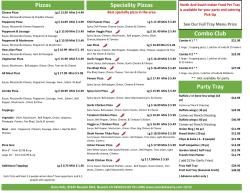Combo Club Speciality Pizzas Pizzas Party Tray