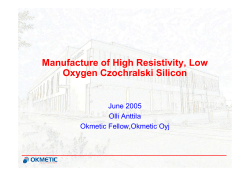 Manufacture of High Resistivity, Low Oxygen