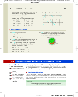 2.4 Functions, Function Notation, and the Graph of a Function