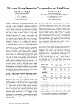 Microalgae (Diatom) Production - The Aquaculture and Biofuel Nexus
