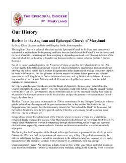 Study: Racism in the Anglican and Episcopal Church of Maryland