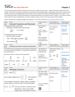 Chapter 2 2.1 Convert Fractions and Decimals 2.2 2.3 Multiply