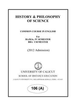 History And Philosophy Of Science(2012 Admn)