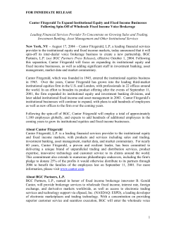 FOR IMMEDIATE RELEASE Cantor Fitzgerald To Expand