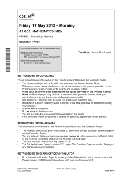 Question paper - Unit 4776/01 - Numerical methods