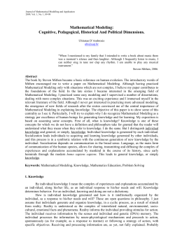 Mathematical Modeling: Cognitive, Pedagogical, Historical And