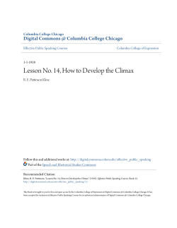 Lesson No. 14, How to Develop the Climax