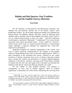 Ballads and Bad Quartos - Oral Tradition Journal