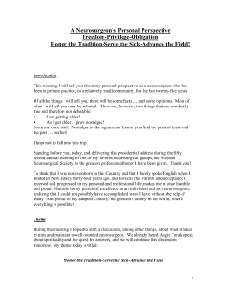 A Neurosurgeon`s Personal Perspective Freedom