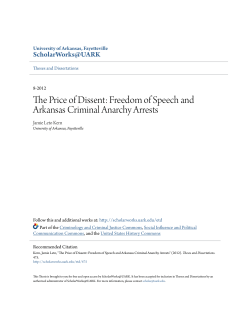 Freedom of Speech and Arkansas Criminal Anarchy Arrests
