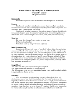 Plant Science: Introduction to Photosynthesis - gk-12