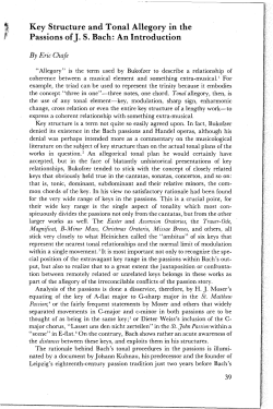 , Key Structure and Tonal Allegory in the Passions of]. S. Bach: An