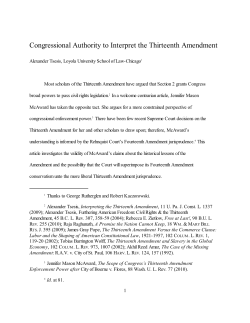 Congressional Authority to Interpret the Thirteenth Amendment