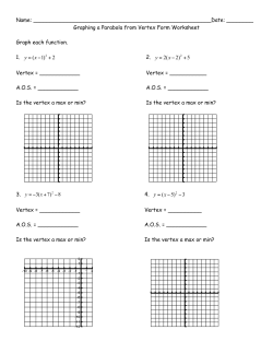 Graphing a Parabola from Vertex Form Worksheet Graph e
