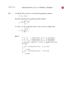 Homework MATLAB 3, 4 Problem 1 Solution