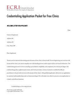 Credentialing Application Packet for Free Clinics