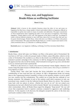 Peace, war, and happiness: Bruder Klaus as