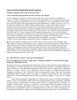 Conference Abstracts and Bios - Hungarian Studies Association of