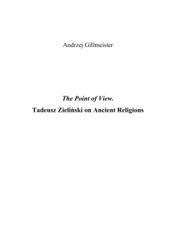 The Point of View. Tadeusz Zieliński on Ancient Religions