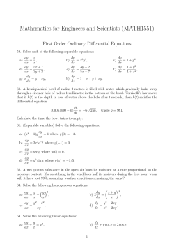 Mathematics for Engineers and Scientists (MATH1551)
