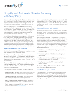 Simplify Disaster Recovery and Minimize Downtime