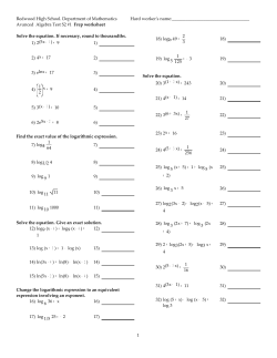 Prep for Test S2 #1 on Logarithms