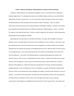 1 Homer`s Odyssey and Apuleius` Metamorphoses as Nostoi of Self
