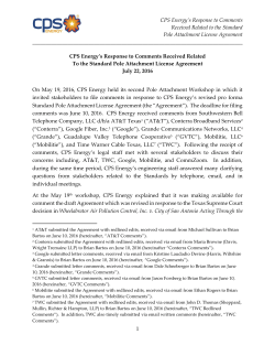 CPS Energy`s Response to Comments Received Related to the