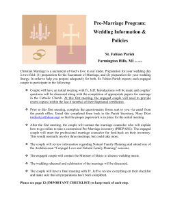 Pre-Marriage Program: Wedding Information