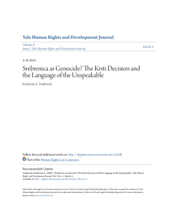 Srebrenica as Genocide? The Krsti Decision and the Language of