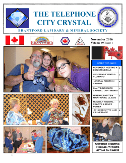 THE TELEPHONE CITY CRYSTAL - Brantford Lapidary and Mineral