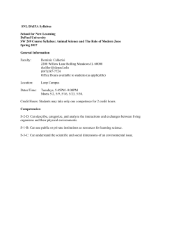 SW 249 Animal Science and the Role of Modern Zoos