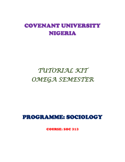 soc313 tutorial kit - Covenant University