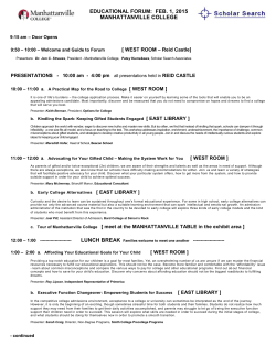 EDUCATIONAL FORUM: FEB. 1, 2015 MANHATTANVILLE COLLEGE