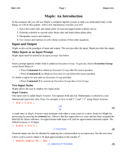 Maple: An Introduction