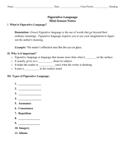 Figurative Language Mini-lesson Notes I. What is Figurative