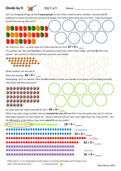 Divide by 9. Stg 5 x - Ngahinapouri School