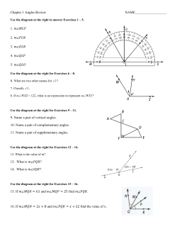 Chapter 1 Angles Review NAME 1. 2. 3. 4. 5. 9. Name a pair of