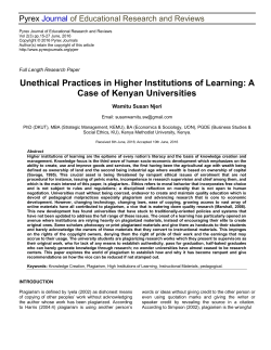Unethical Practices in Higher Institutions of Learning: A Case of