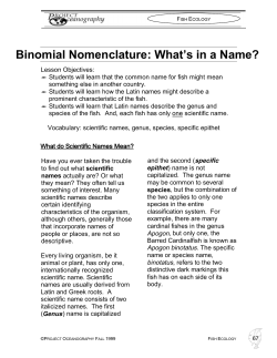Binomial Nomenclature: What`s in a Name?